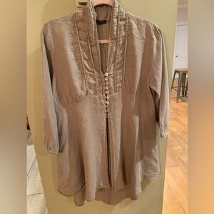 Romeo & Giulia light mocha linen top/tunic/shirt dress. Large